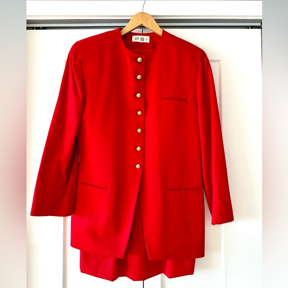 PSI for Neiman Marcus 1980s Vintage Wool Skirt Suit - Picture 1 of 8